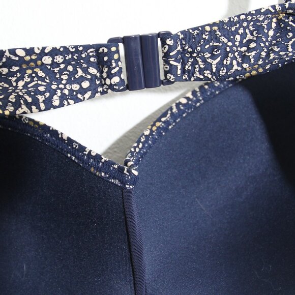 Bond-Eye Australia Nip Tuck Bikini Set Swimsuit Gold Foil Blue Size 6 D/DD - Picture 3 of 14